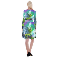 Channeling Long Sleeve Velvet Front Wrap Dress