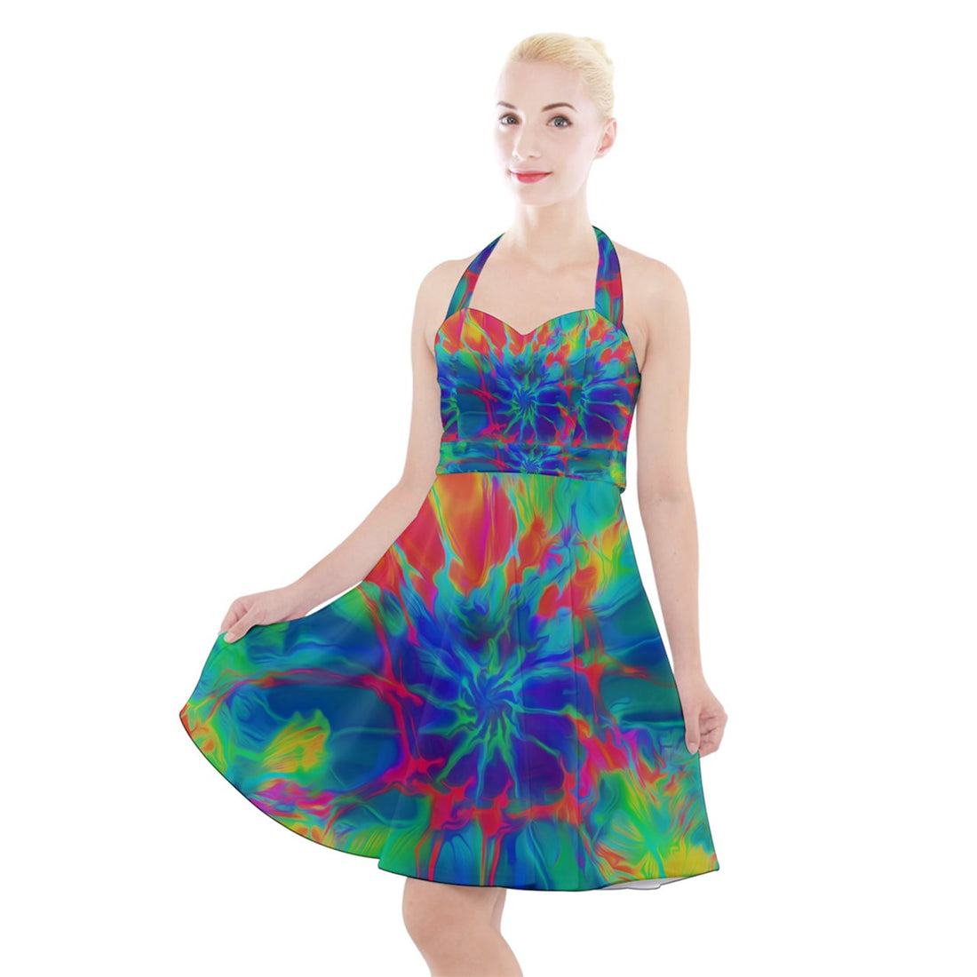 Neurotransmitters Activation Halter Party Swing Dress