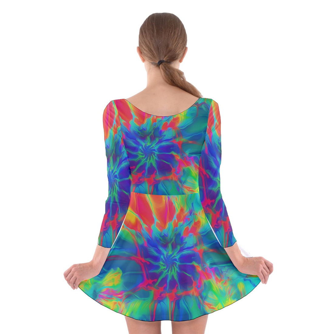 Neurotransmitters Activation Long Sleeve Velvet Skater Dress