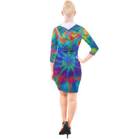 Neurotransmitters Activation Quarter Sleeve Hood Bodycon Dress