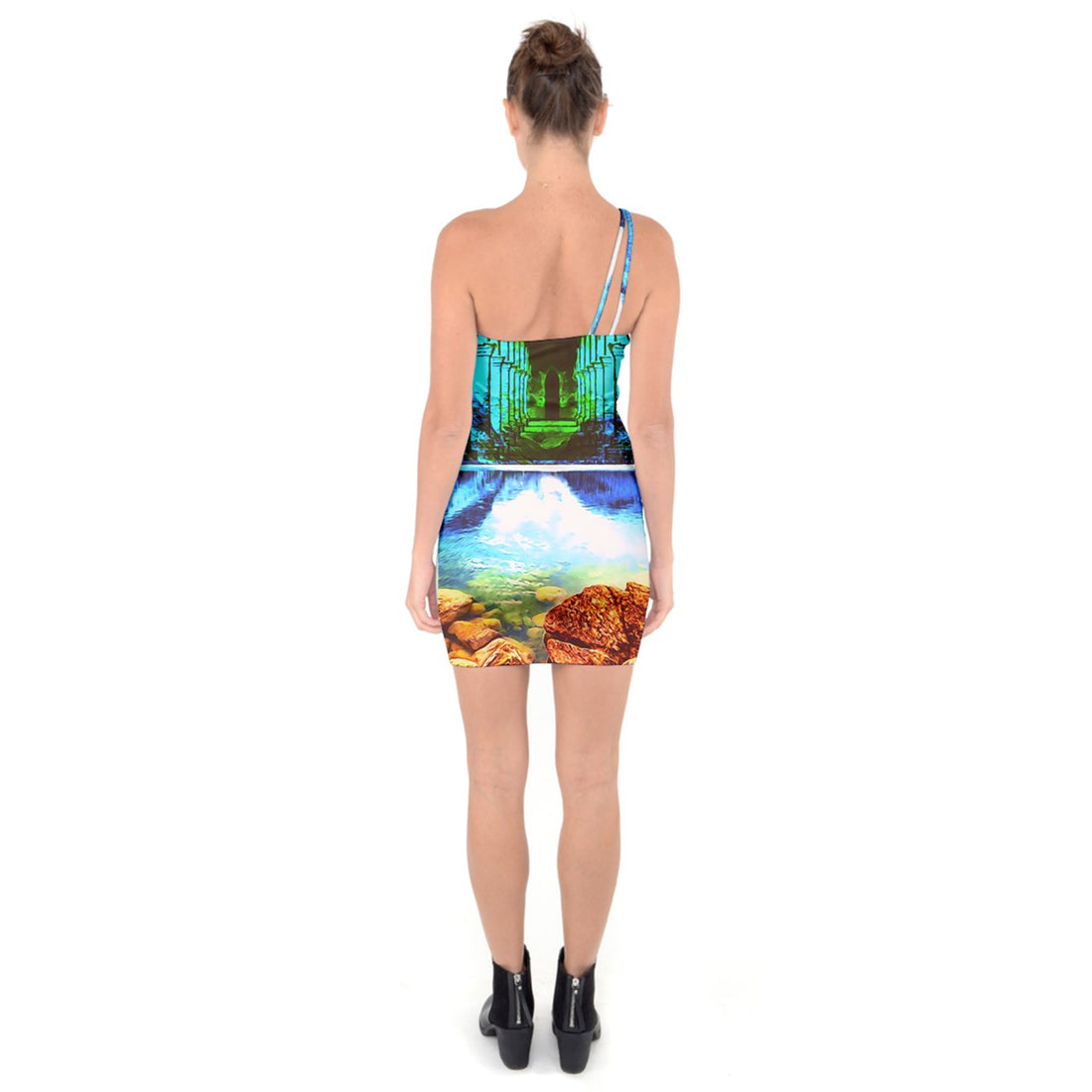 Protect your home and frequency One Shoulder Ring Trim Bodycon Dress