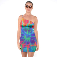 Neurotransmitters Activation One Shoulder Ring Trim Bodycon Dress