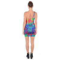 Neurotransmitters Activation One Shoulder Ring Trim Bodycon Dress