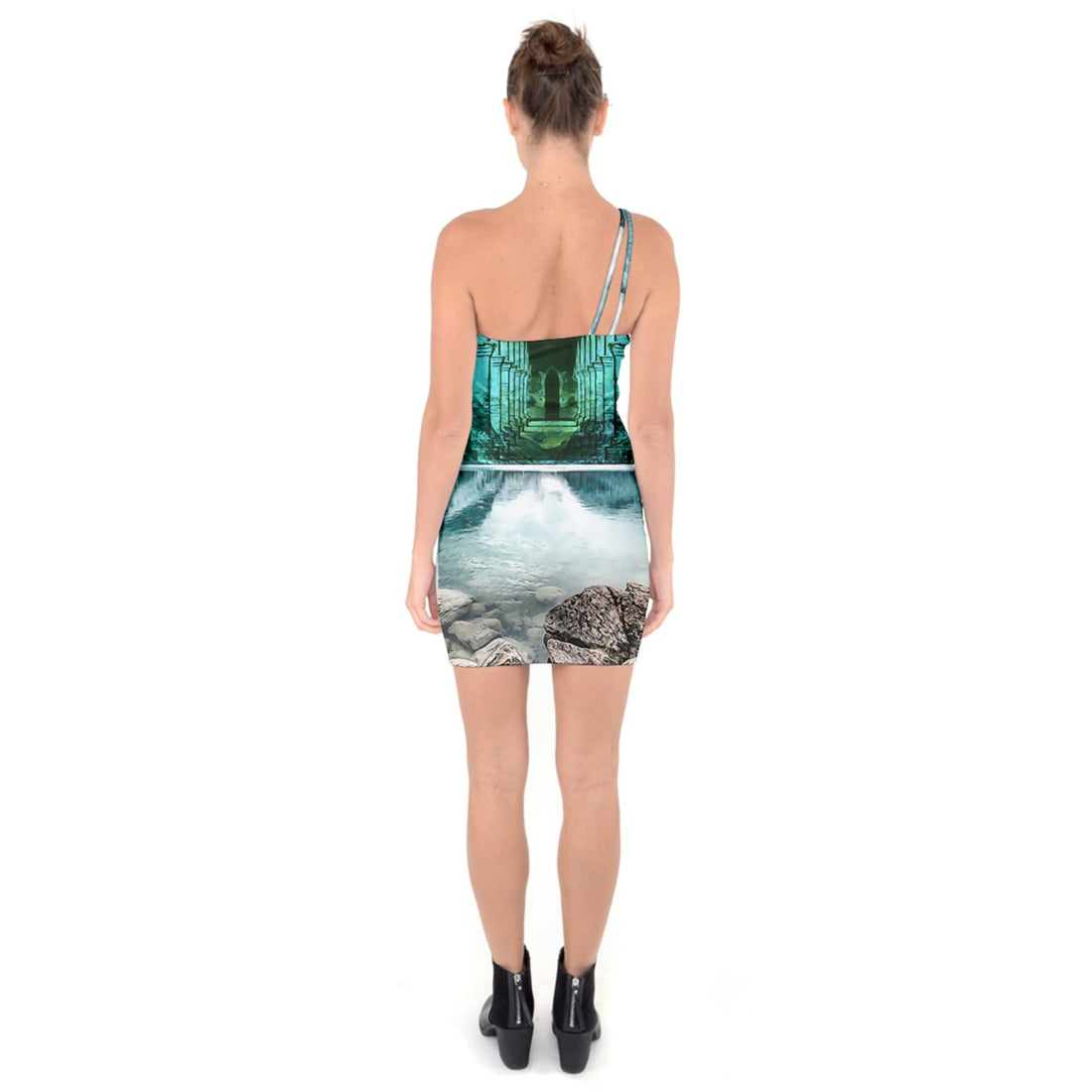 Protect your home and frequency One Shoulder Ring Trim Bodycon Dress