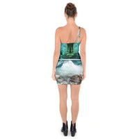 Protect your home and frequency One Shoulder Ring Trim Bodycon Dress