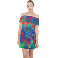 Neurotransmitters Activation Off Shoulder Chiffon Dress