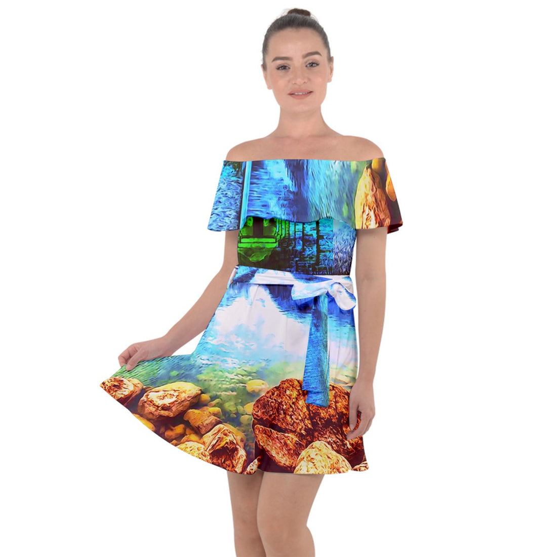 Protect your home and frequency Off Shoulder Velour Dress