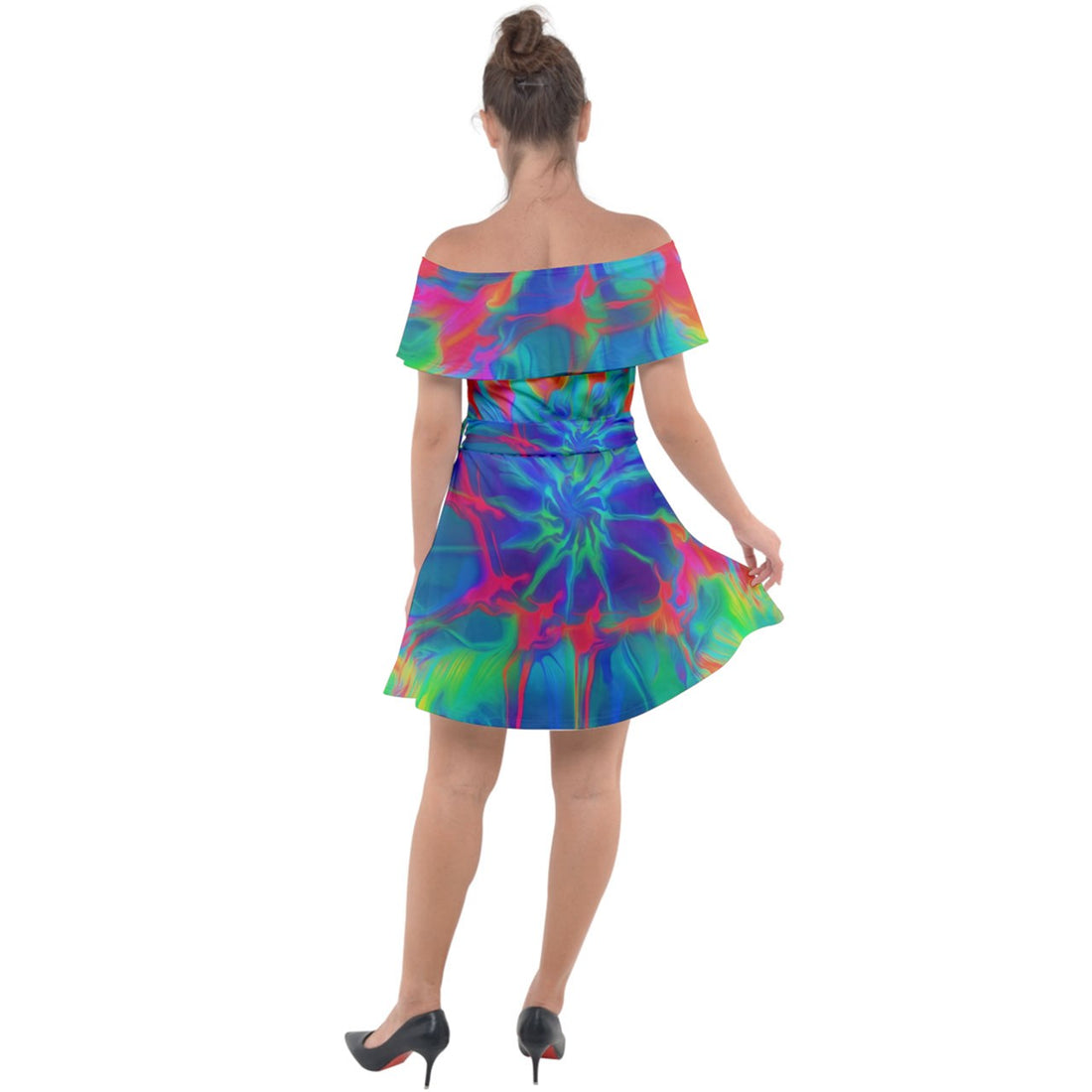 Neurotransmitters Activation Off Shoulder Velour Dress