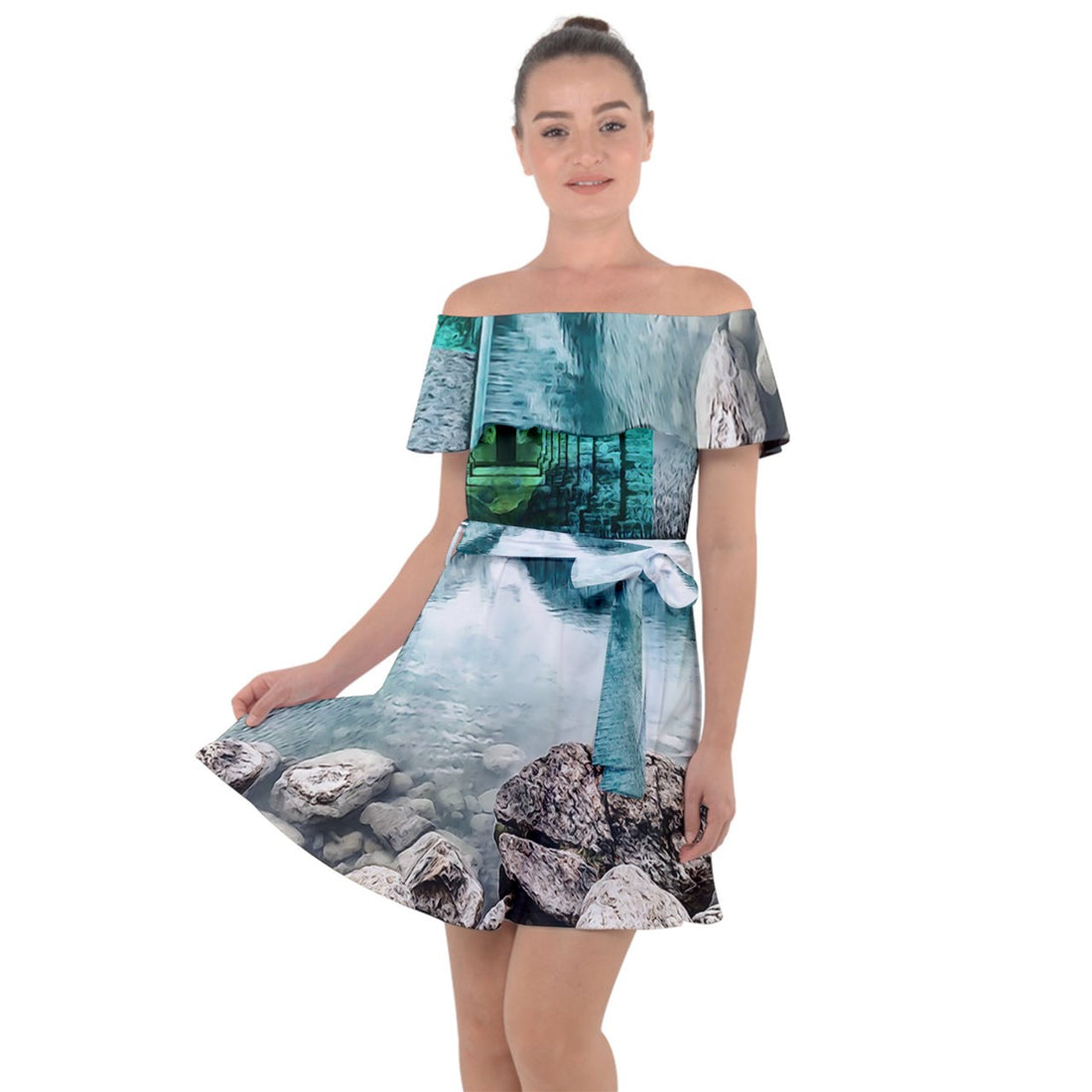 Protect your home and frequency Off Shoulder Velour Dress