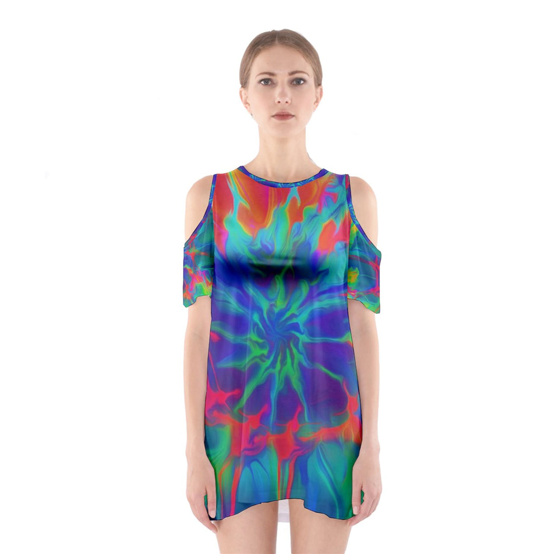 Neurotransmitters Activation Shoulder Cutout One Piece Dress