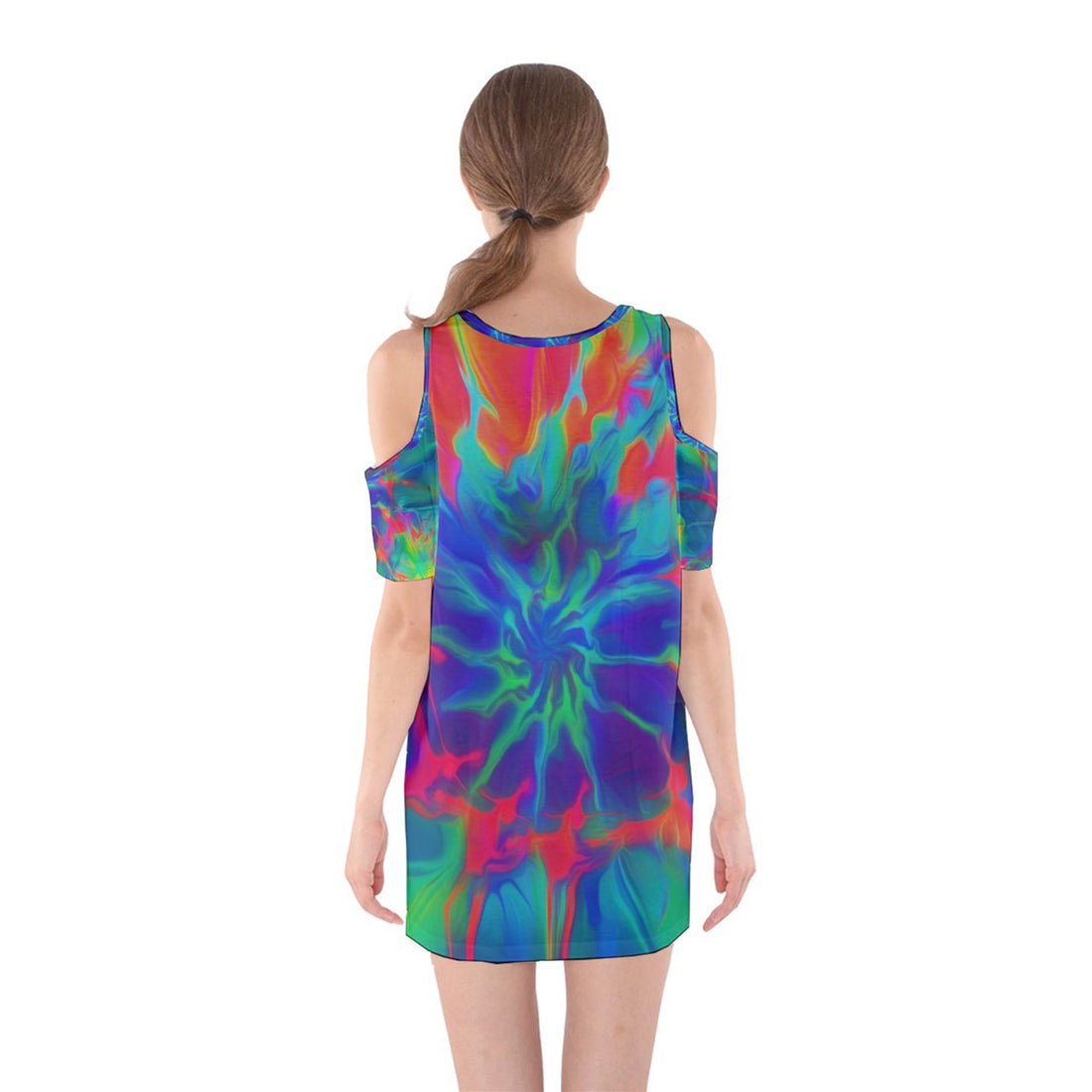 Neurotransmitters Activation Shoulder Cutout One Piece Dress