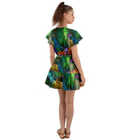 Feminine Energy Balance Flutter Sleeve Wrap Dress