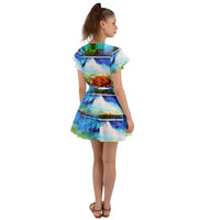 Protect your home and frequency Flutter Sleeve Wrap Dress