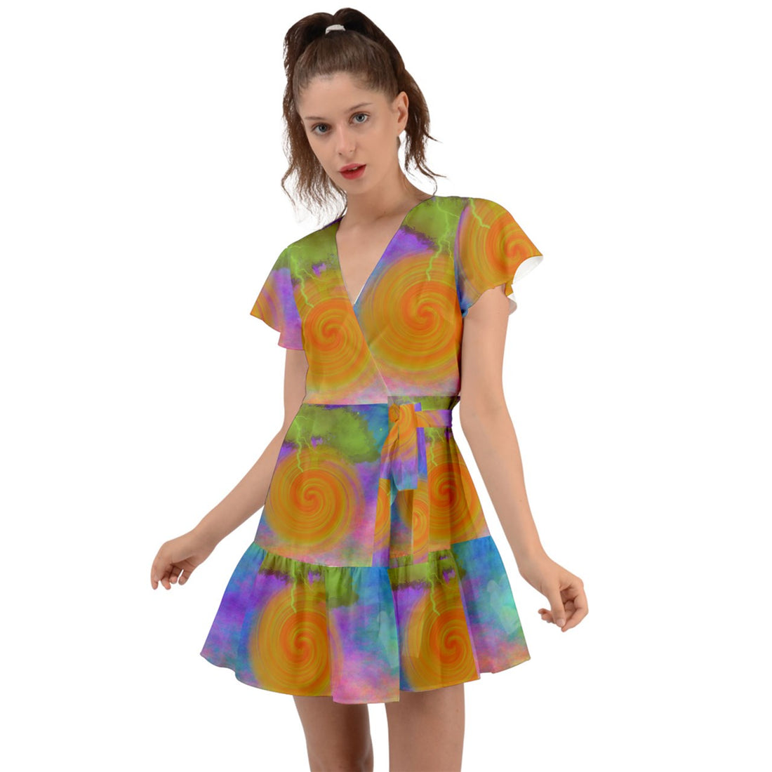 Heal Panic Attacks Flutter Sleeve Wrap Dress
