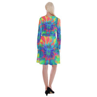 Neurotransmitters Activation Long Sleeve Velvet Front Wrap Dress