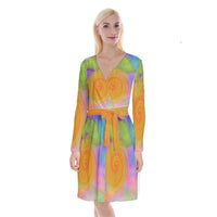 Heal Panic Attacks Long Sleeve Velvet Front Wrap Dress