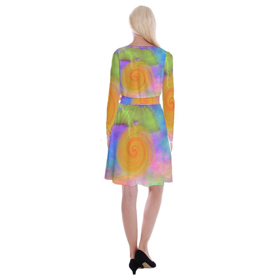 Heal Panic Attacks Long Sleeve Velvet Front Wrap Dress