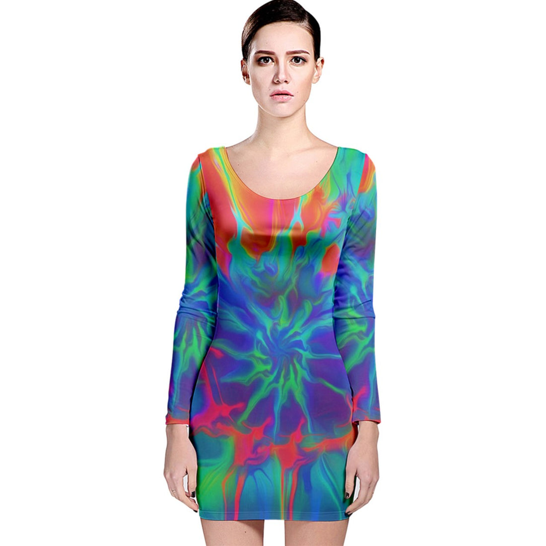 Neurotransmitters Activation Long Sleeve Velvet Bodycon Dress