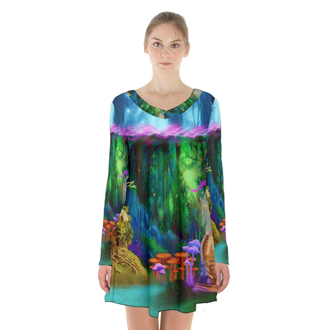 Feminine Energy Balance Long Sleeve Velvet V-neck Dress
