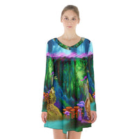 Feminine Energy Balance Long Sleeve Velvet V-neck Dress