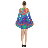 Neurotransmitters Activation Long Sleeve Velvet V-neck Dress