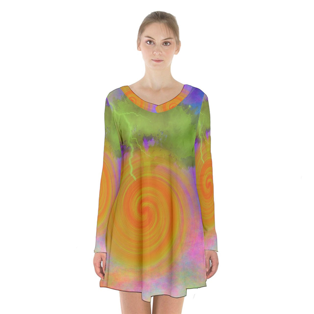 Heal Panic Attacks Long Sleeve Velvet V-neck Dress