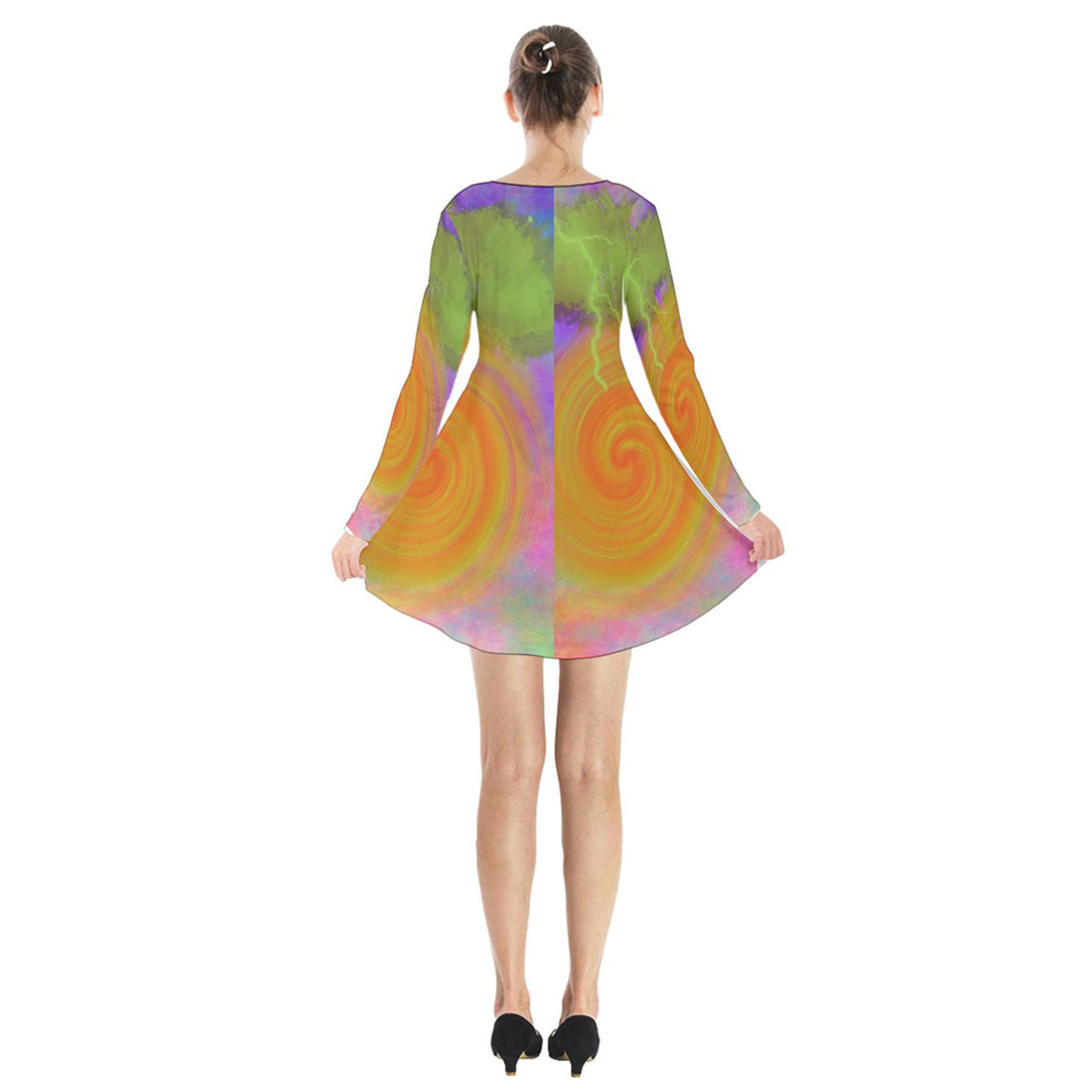 Heal Panic Attacks Long Sleeve Velvet V-neck Dress