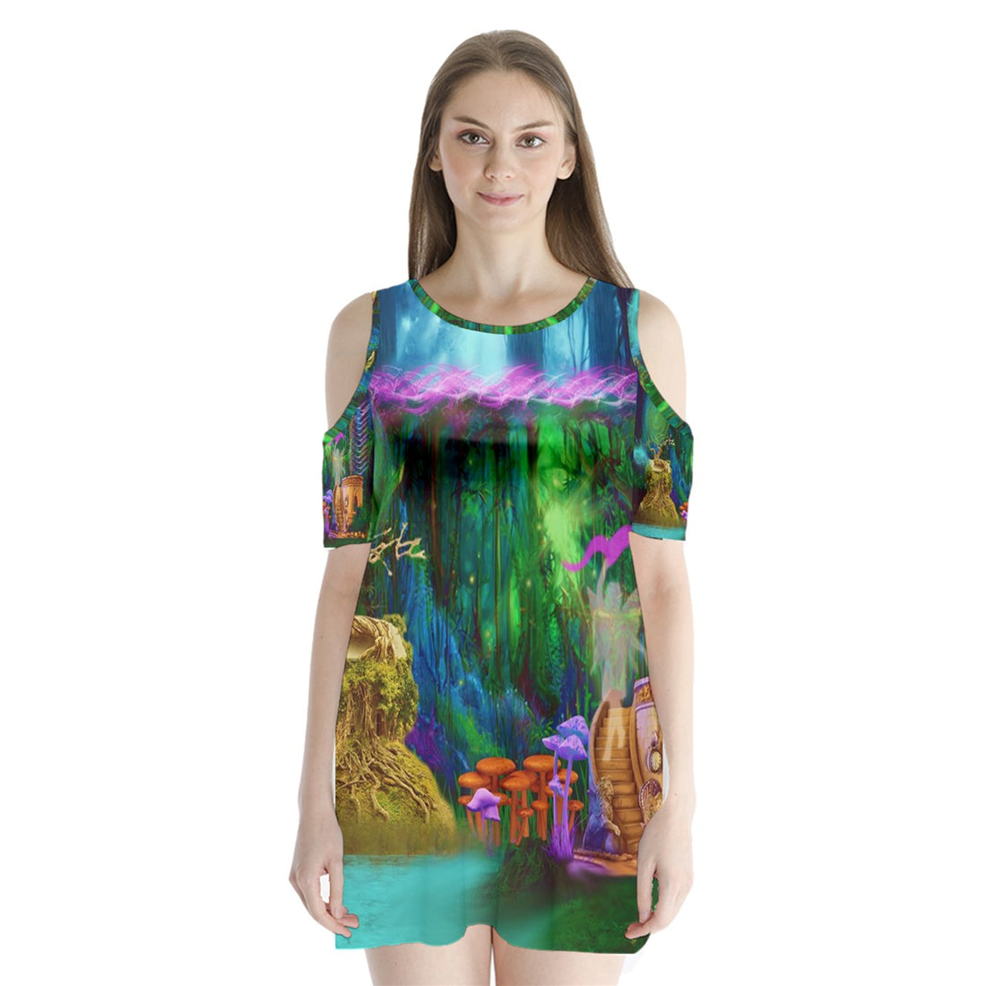 Feminine Energy Balance Shoulder Cutout Velvet One Piece