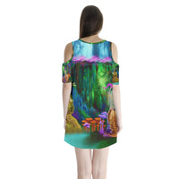 Feminine Energy Balance Shoulder Cutout Velvet One Piece