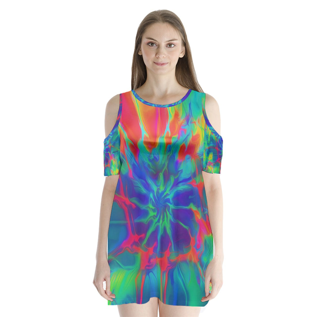 Neurotransmitters Activation Shoulder Cutout Velvet One Piece