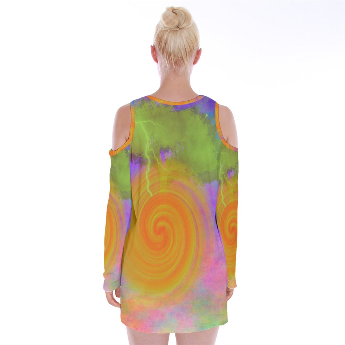 Heal Panic Attacks Velvet Long Sleeve Shoulder Cutout Dress