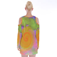 Heal Panic Attacks Velvet Long Sleeve Shoulder Cutout Dress