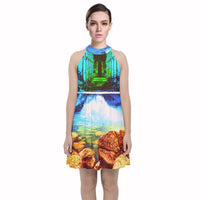 Protect your home and frequency Velvet Halter Neckline Dress