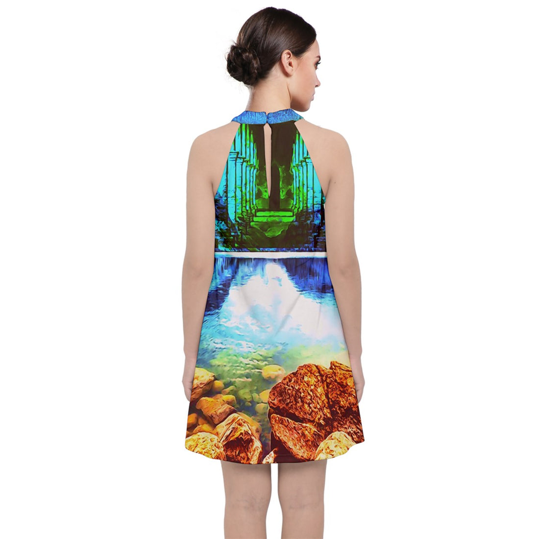 Protect your home and frequency Velvet Halter Neckline Dress