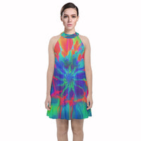 Neurotransmitters Activation Velvet Halter Neckline Dress