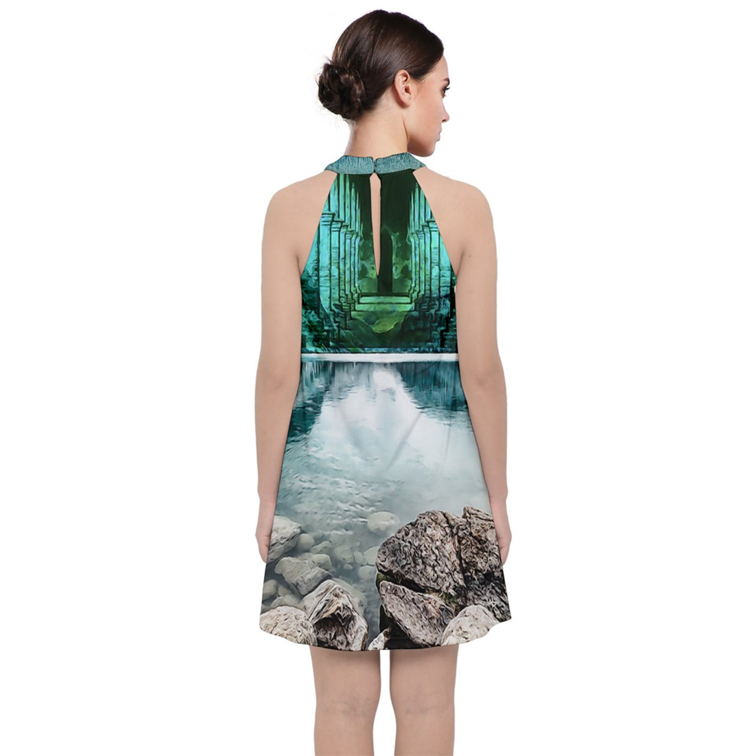 Protect your home and frequency Velvet Halter Neckline Dress