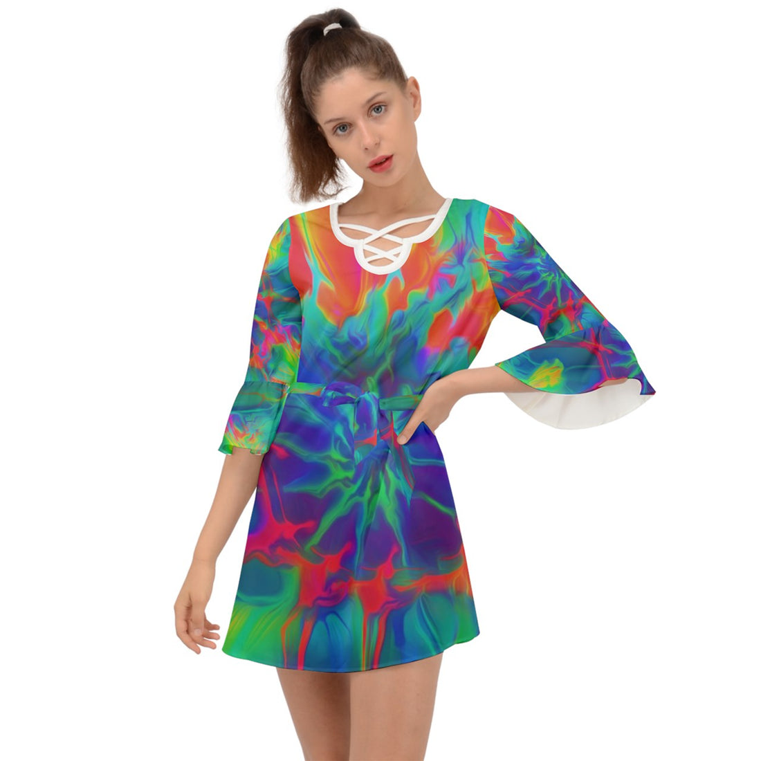 Neurotransmitters Activation Criss Cross Mini Dress