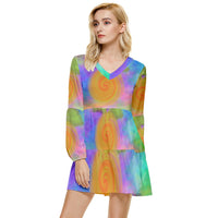 Heal Panic Attacks Tiered Long Sleeve Mini Dress