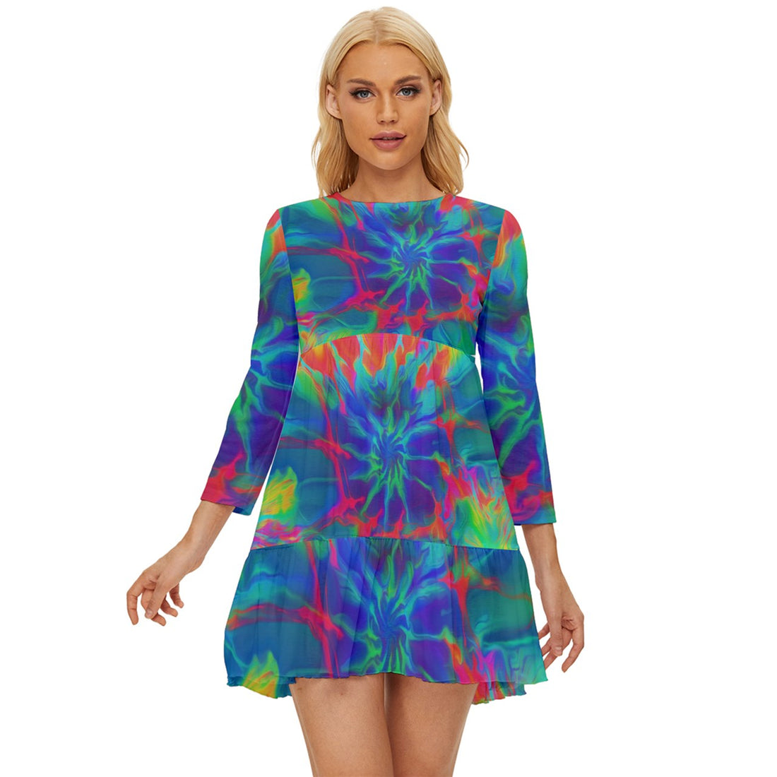 Neurotransmitters Activation Long Sleeve Babydoll Dress