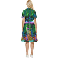 Feminine Energy Balance Button Top Knee Length Dress