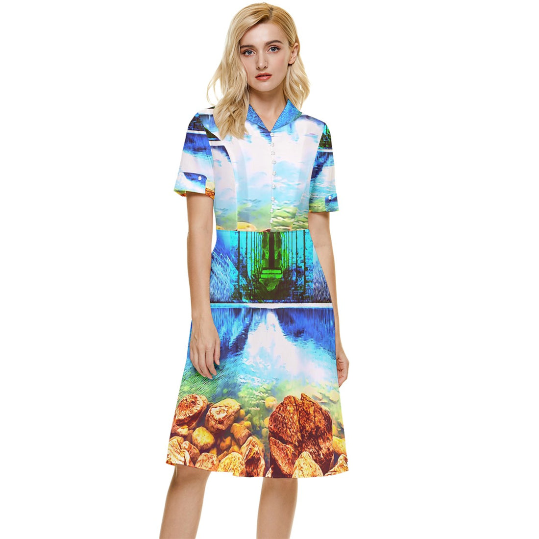 Protect your home and frequency Button Top Knee Length Dress