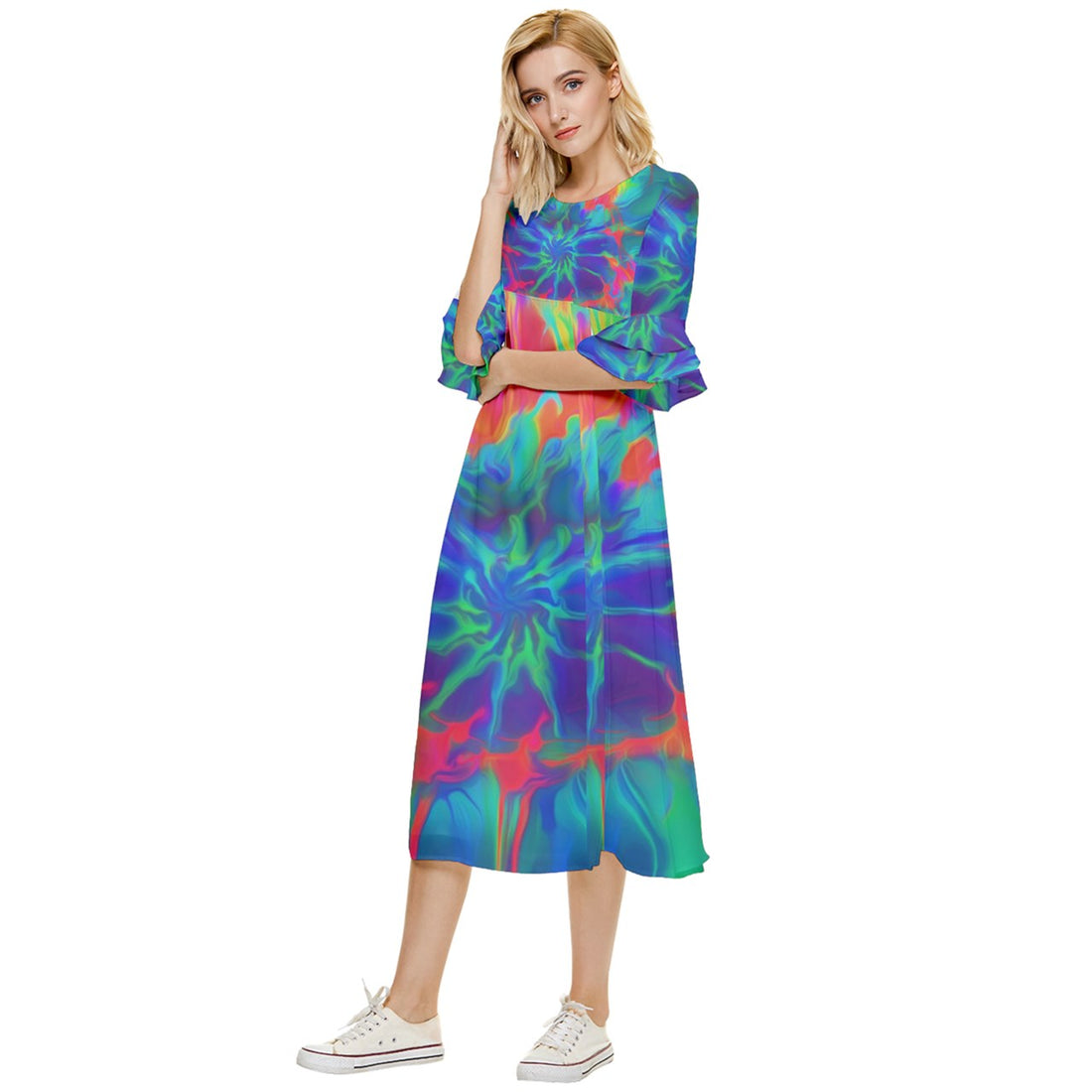 Neurotransmitters Activation Double Cuff Midi Dress