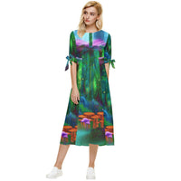 Feminine Energy Balance Bow Sleeve Chiffon Midi Dress
