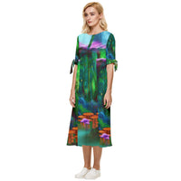 Feminine Energy Balance Bow Sleeve Chiffon Midi Dress