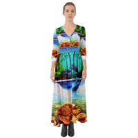 Protect your home and frequency Button Up Boho Maxi Dress