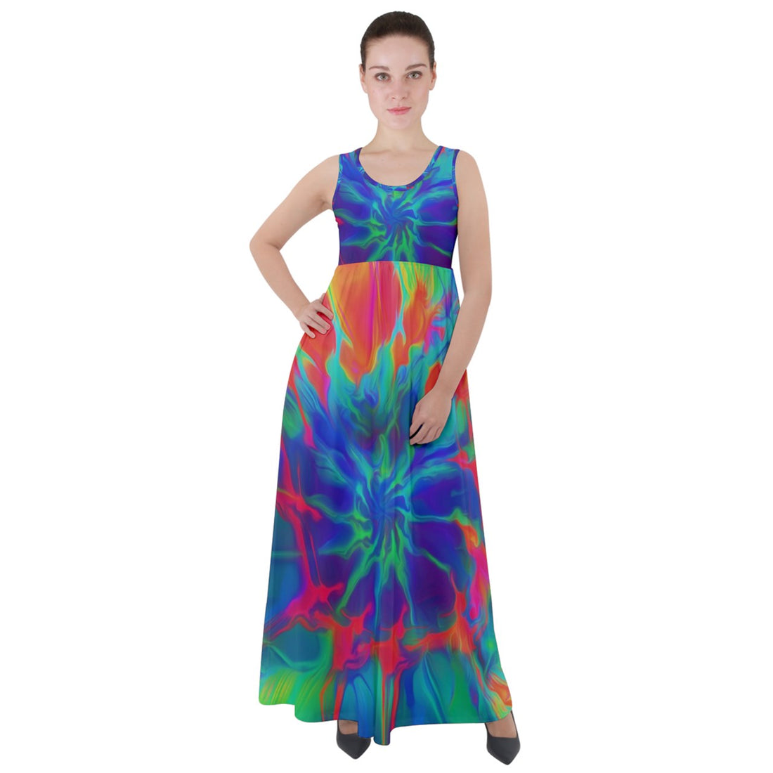Neurotransmitters Activation Empire Waist Velour Maxi Dress