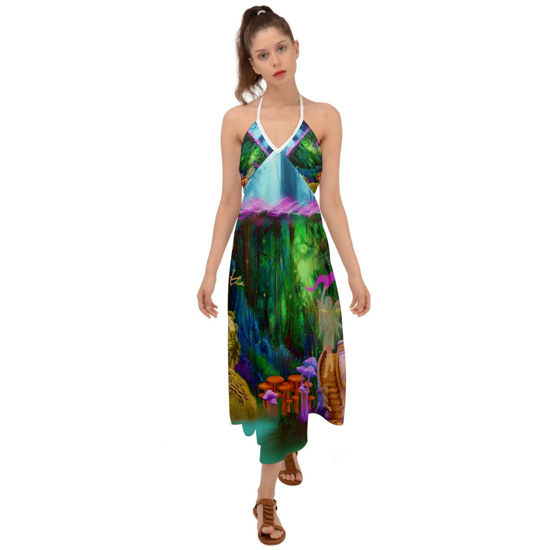 Feminine Energy Balance Halter Tie Back Dress