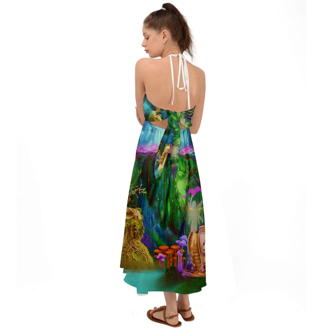 Feminine Energy Balance Halter Tie Back Dress