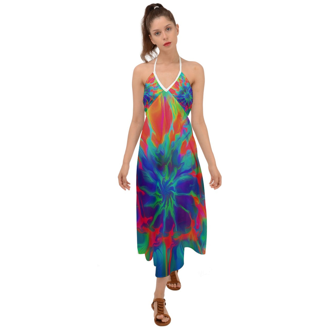 Neurotransmitters Activation Halter Tie Back Dress