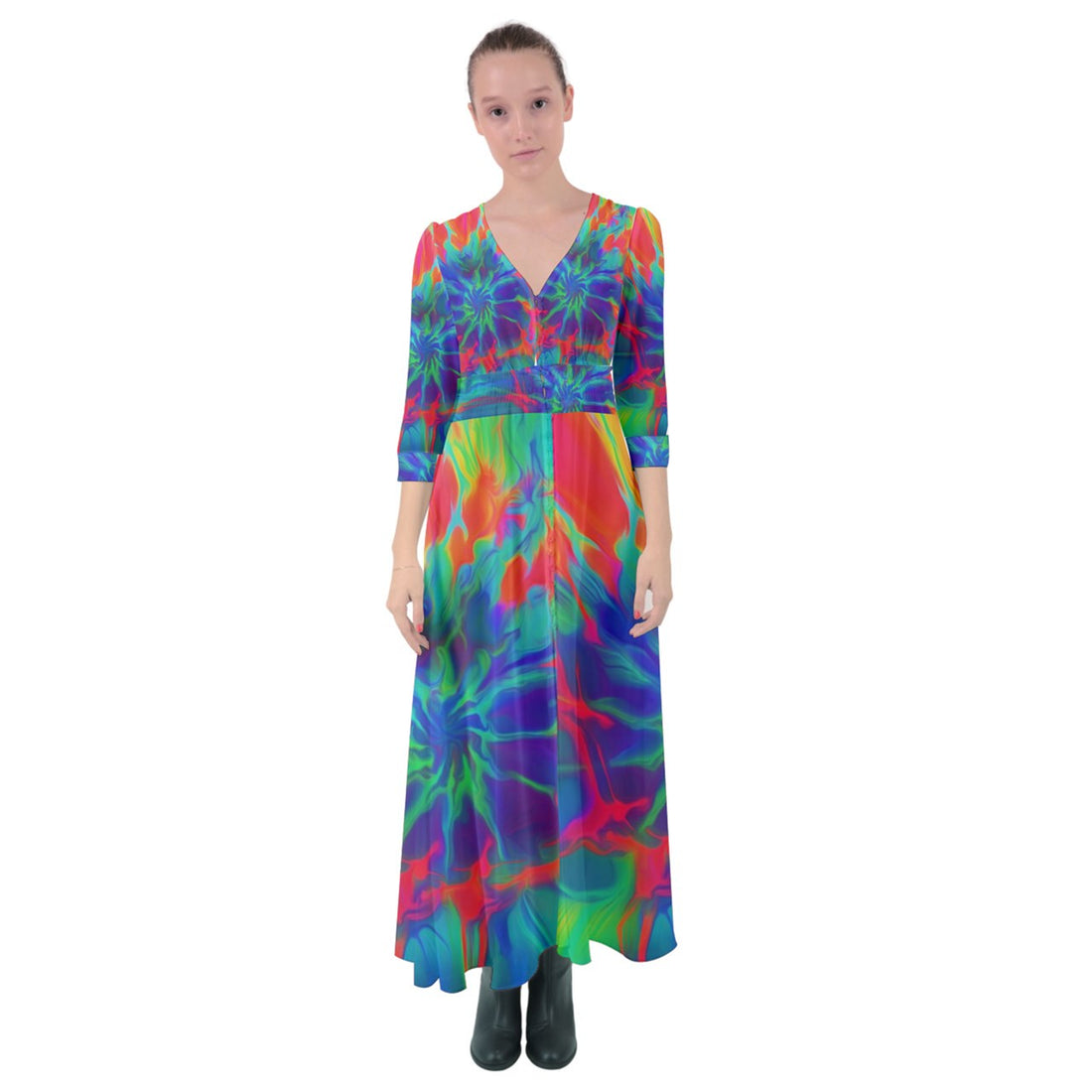 Neurotransmitters Activation Button Up Maxi Dress